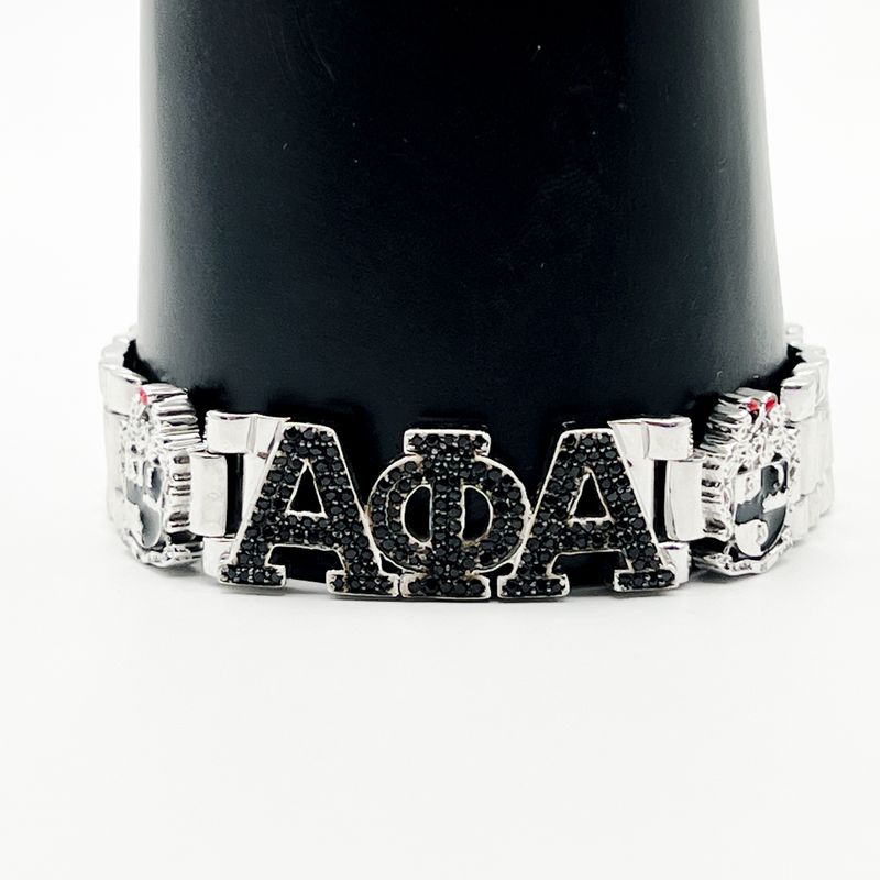 Alpha Black Stone AΦA Watch-Style Bracelet