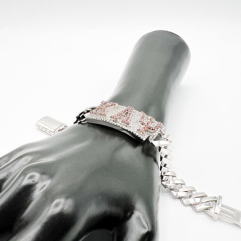 Kappa Stone Encrusted ΚΑΨ Cuban Flat Bracelet