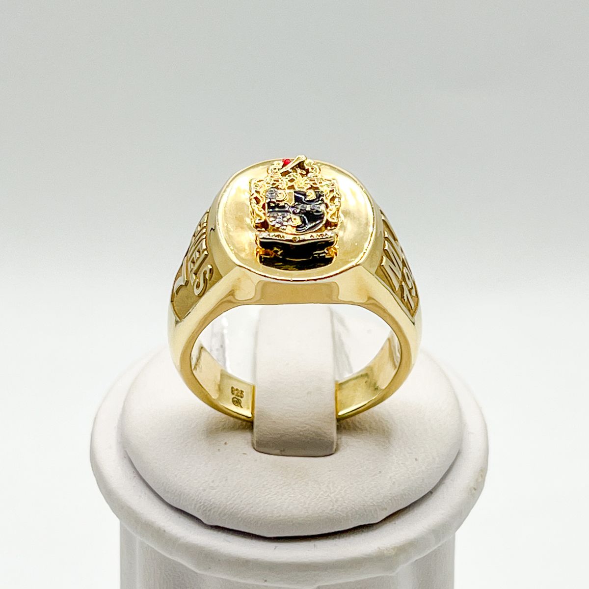 Alpha Raised Center Shield Ring Alpha Raised Center Shield Ring