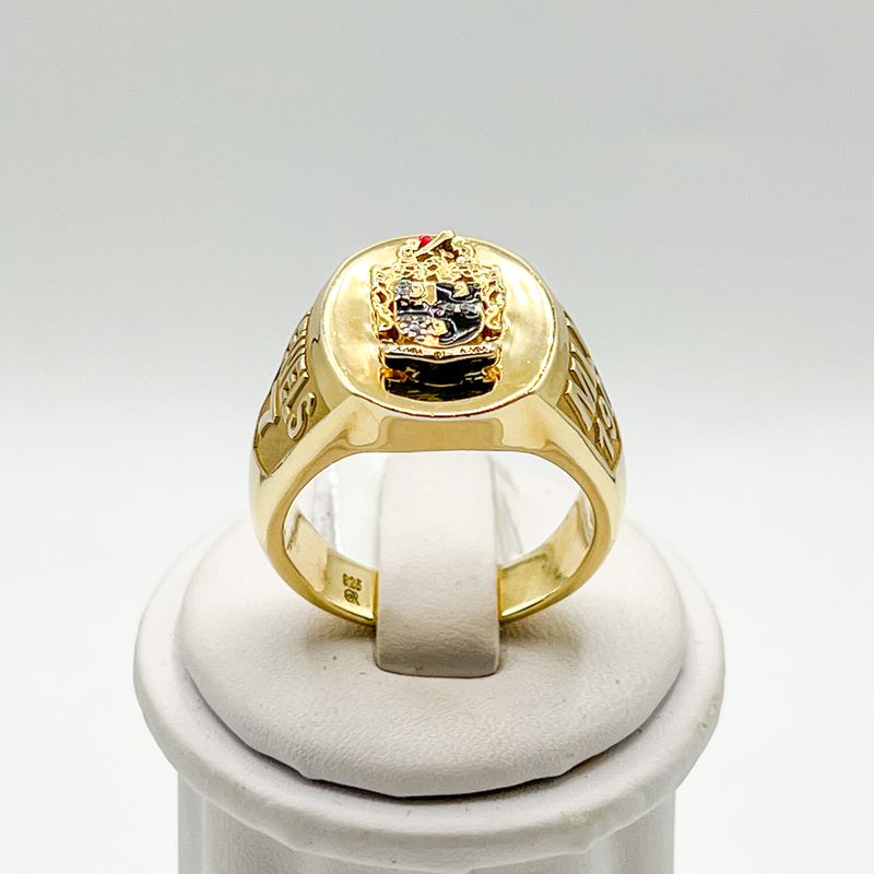 Alpha Raised Center Shield Ring