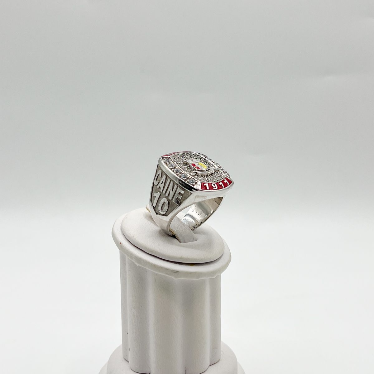 Kappa Square Ring w/ Shield on White Stones - XL