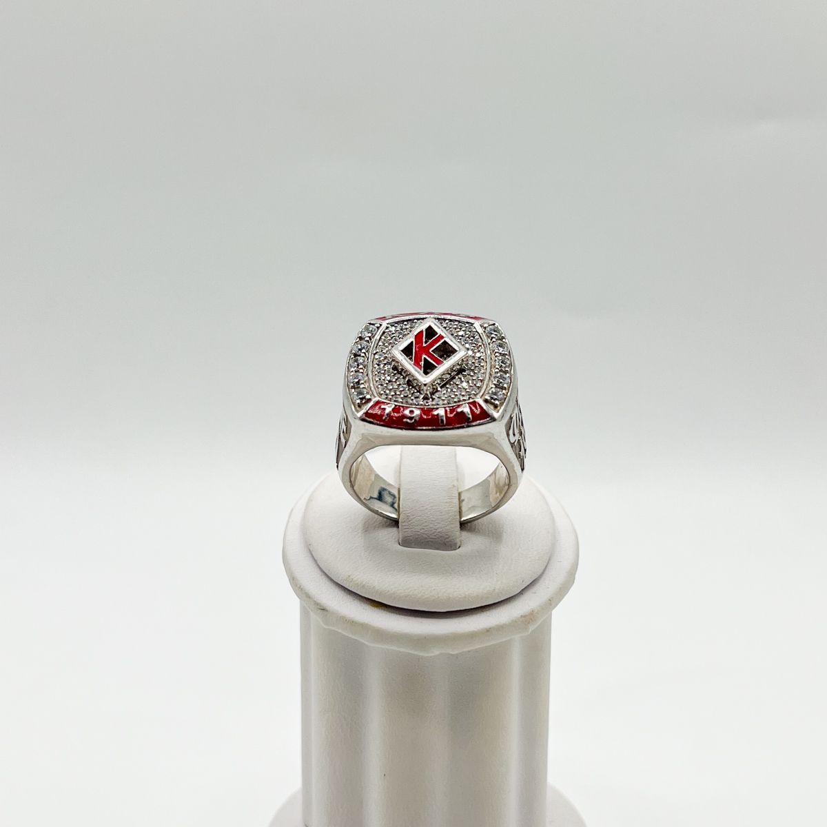 Kappa Square Ring w/ K on White Stones - XL