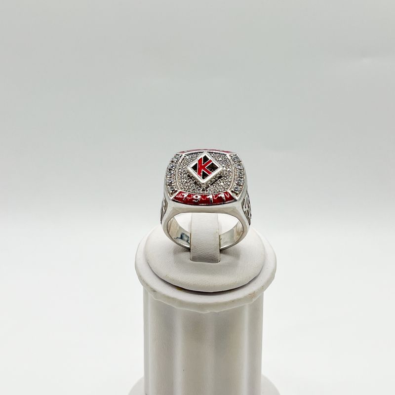 Kappa Square Ring w/ K on White Stones - XL
