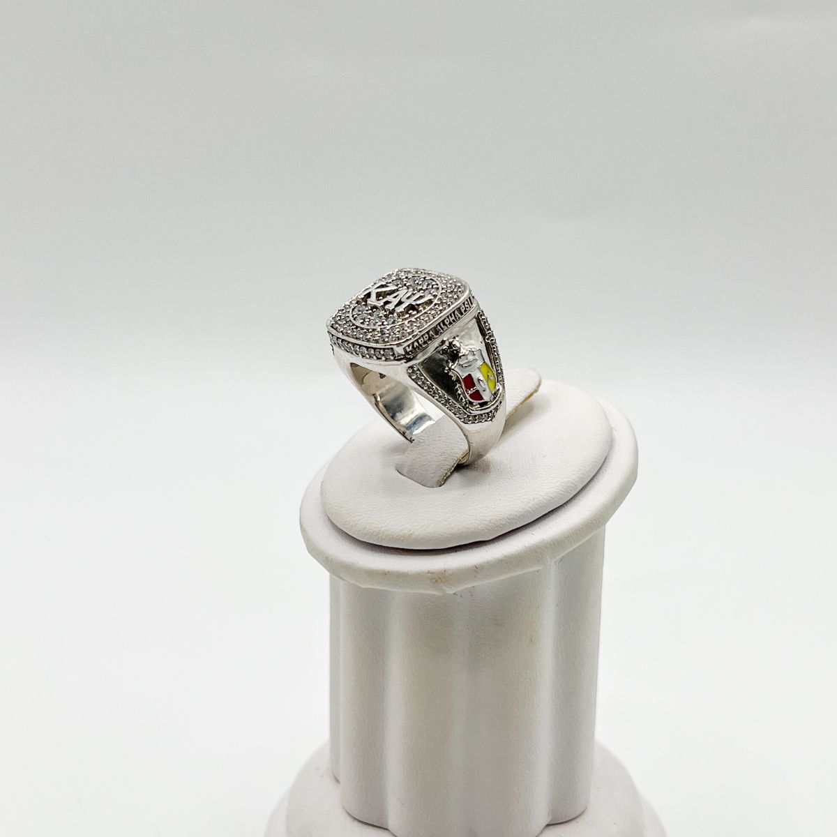 Kappa Square Ring w/ ΚΑΨ on White Stones - Small