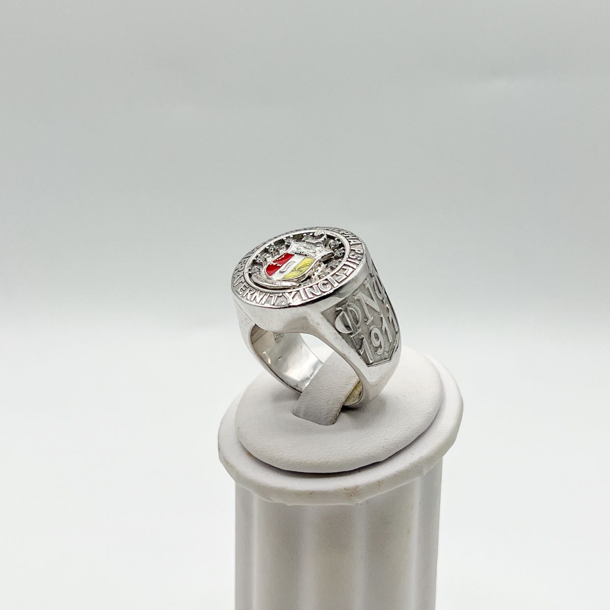 Kappa Alpha Psi Round Ring w/ Colored Shield & Stones