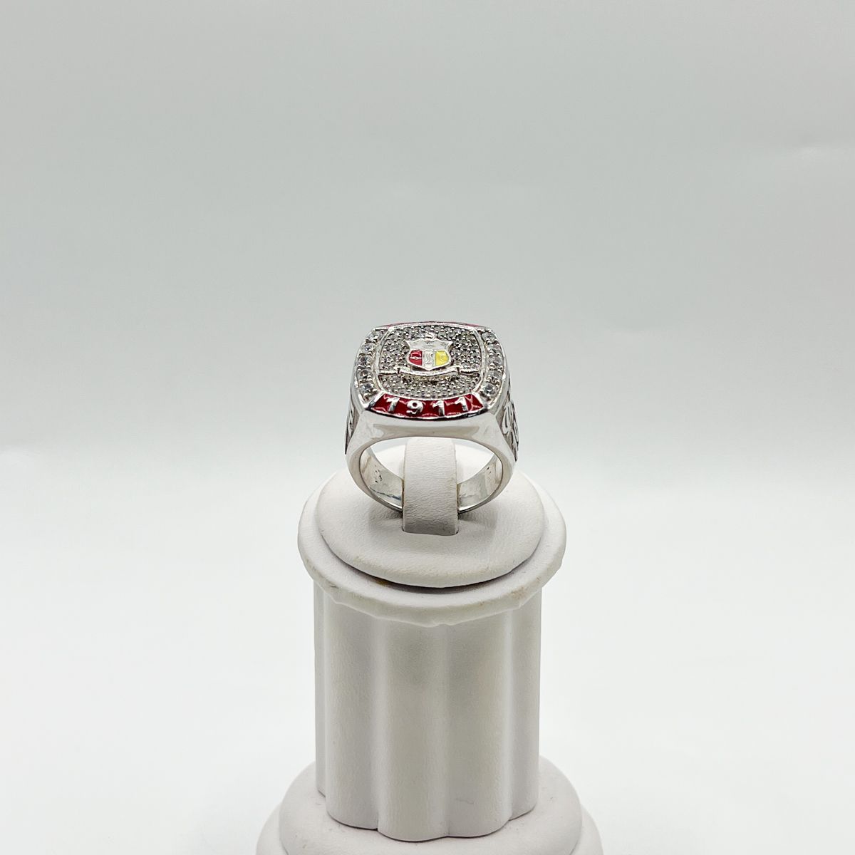 Kappa Square Ring w/ Shield on White Stones - XL