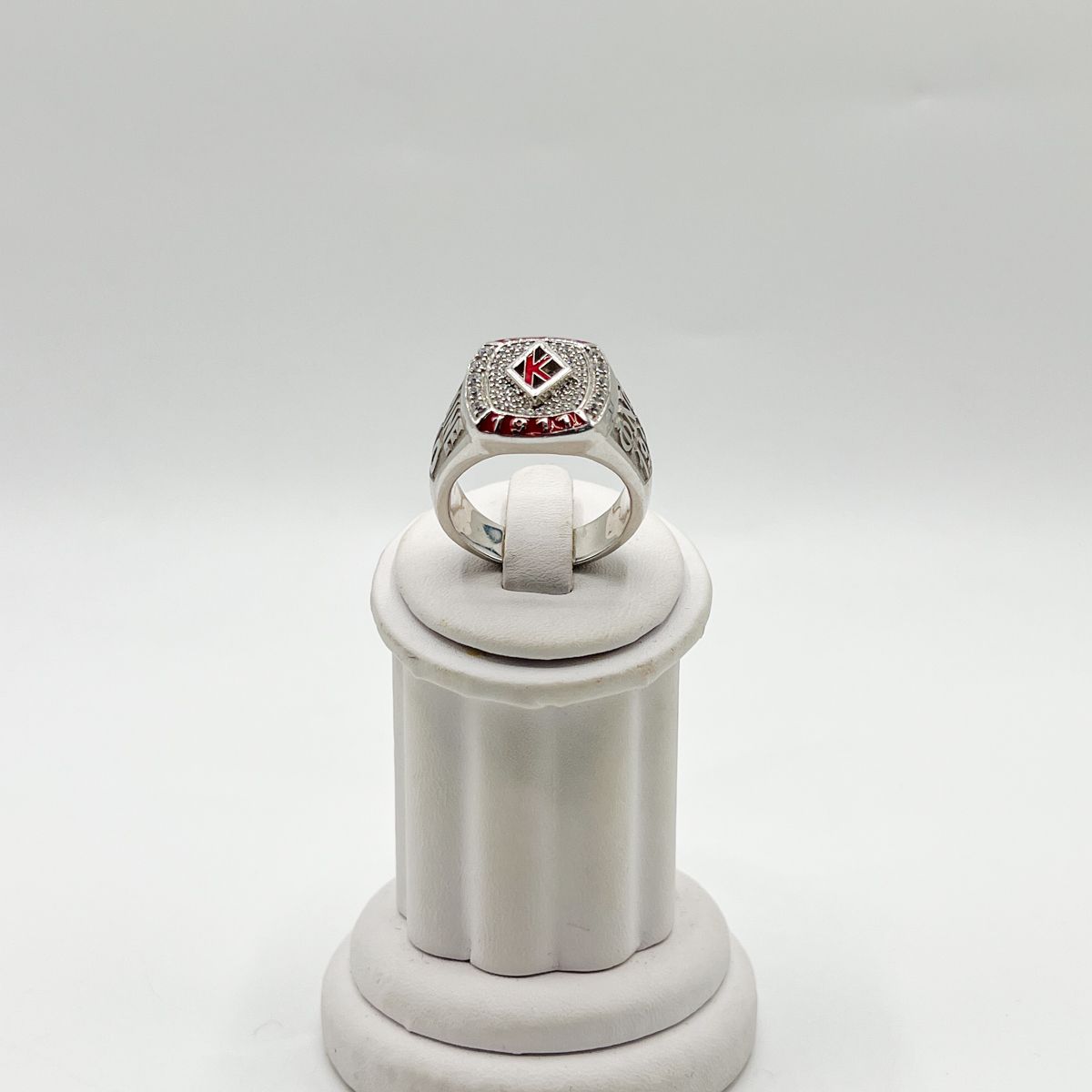 Kappa Square Ring w/ K on White Stones - Large