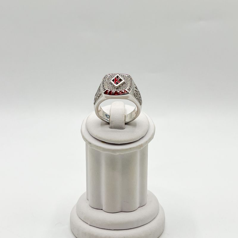 Kappa Square Ring w/ K on White Stones - Large