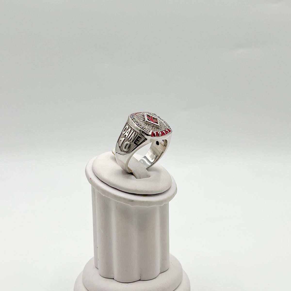 Kappa Square Ring w/ K on White Stones - Large