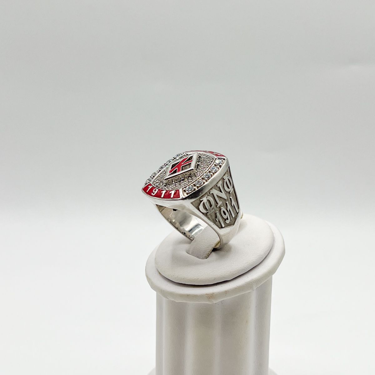 Kappa Square Ring w/ K on White Stones - XL