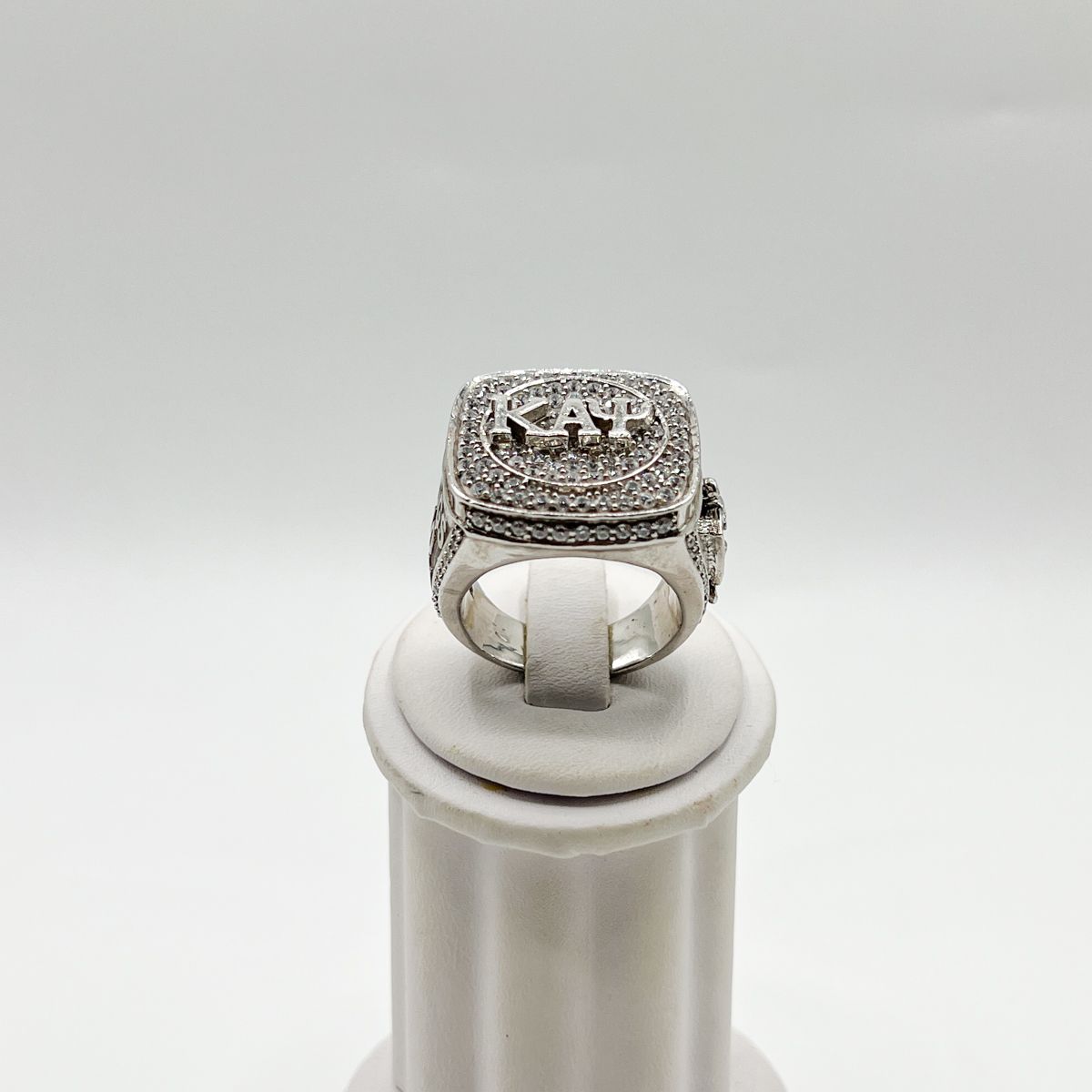 Kappa Square Ring w/ ΚΑΨ on White Stones - Large