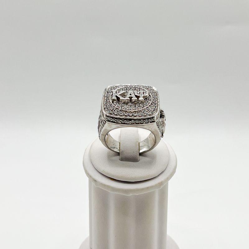 Kappa Square Ring w/ ΚΑΨ on White Stones - Large