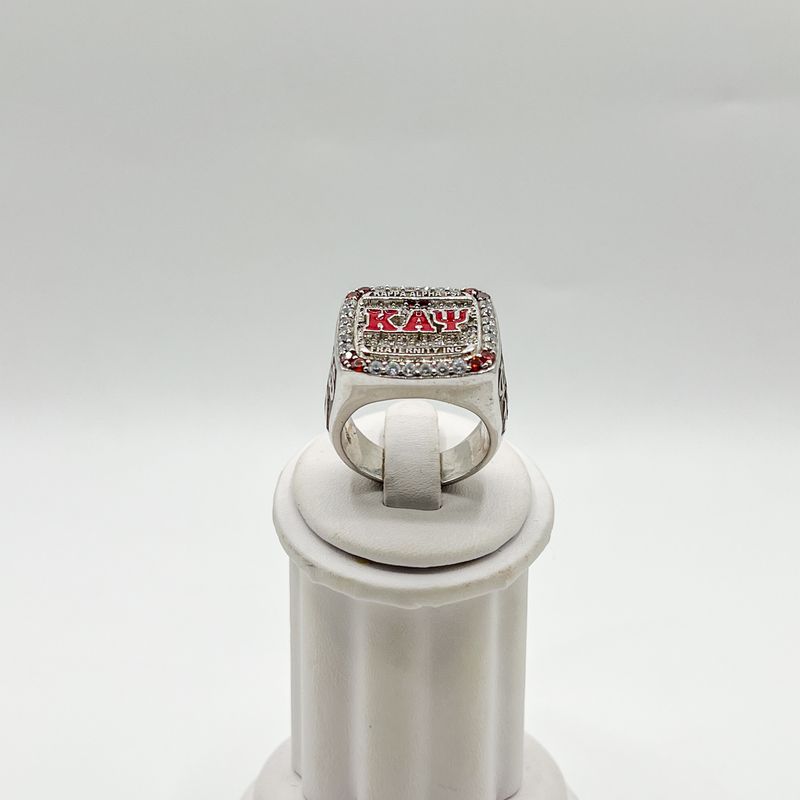 Kappa Square Ring w/ Red ΚΑΨ on White Stones