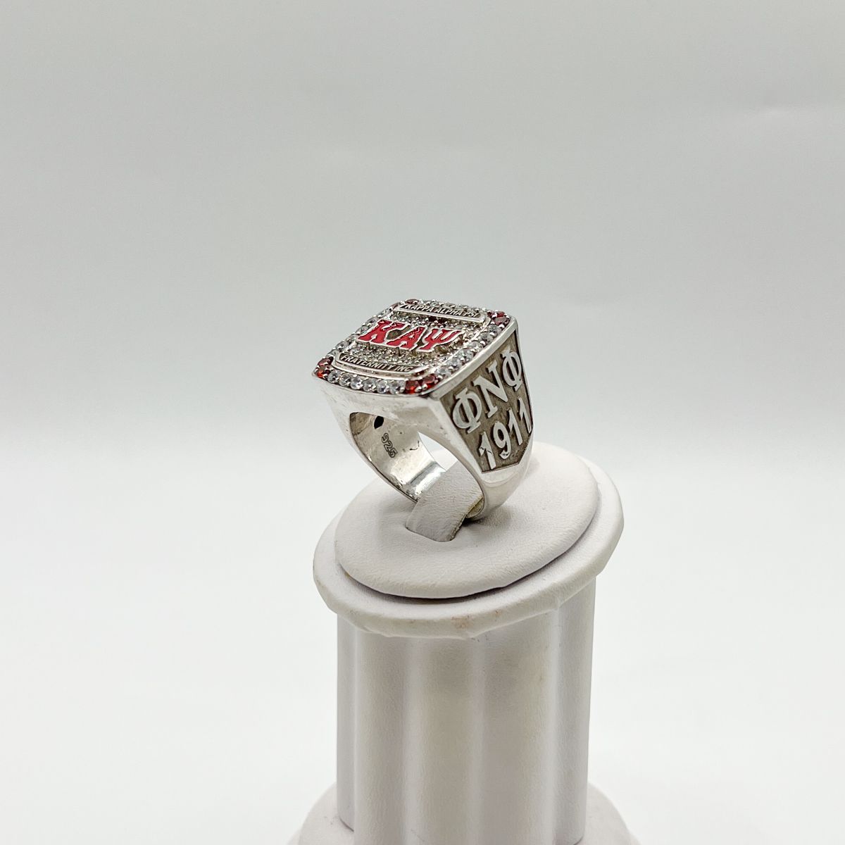 Kappa Square Ring w/ Red ΚΑΨ on White Stones