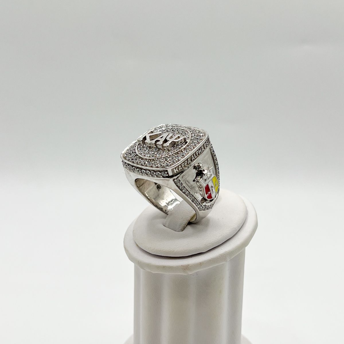 Kappa Square Ring w/ ΚΑΨ on White Stones - Large