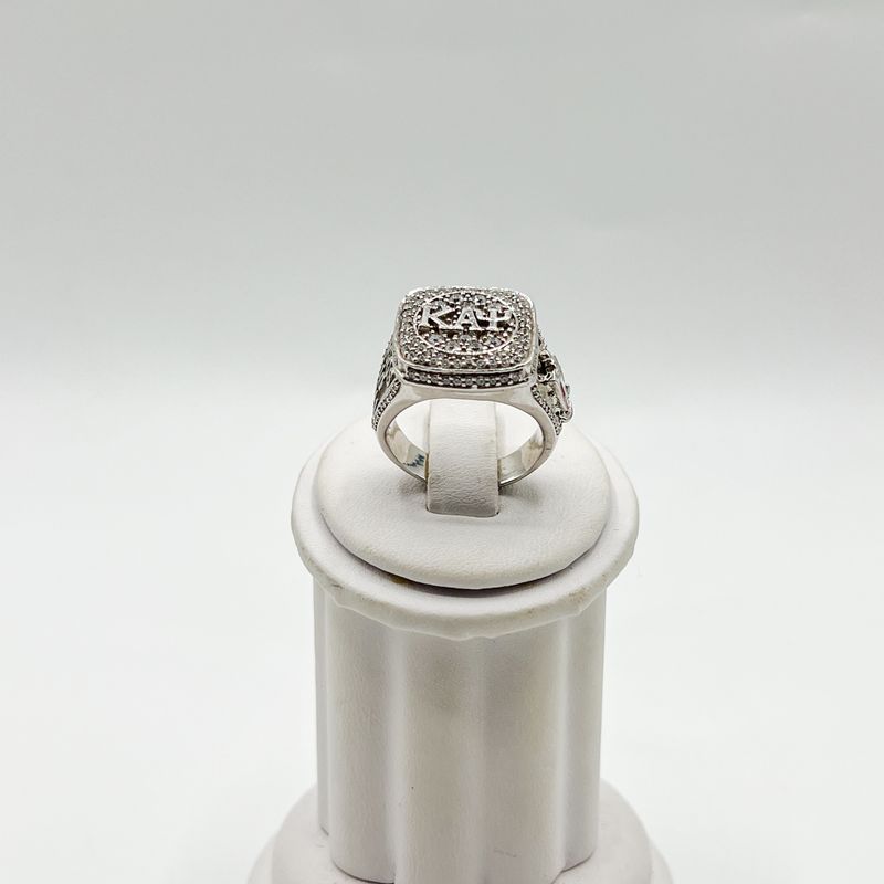 Kappa Square Ring w/ ΚΑΨ on White Stones - Small