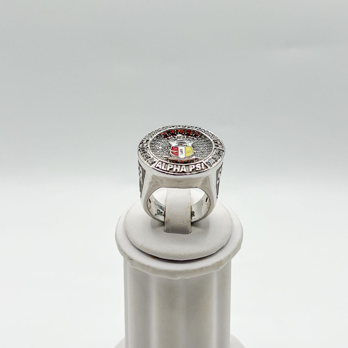 Kappa Round Ring w/ Shield on White Stones