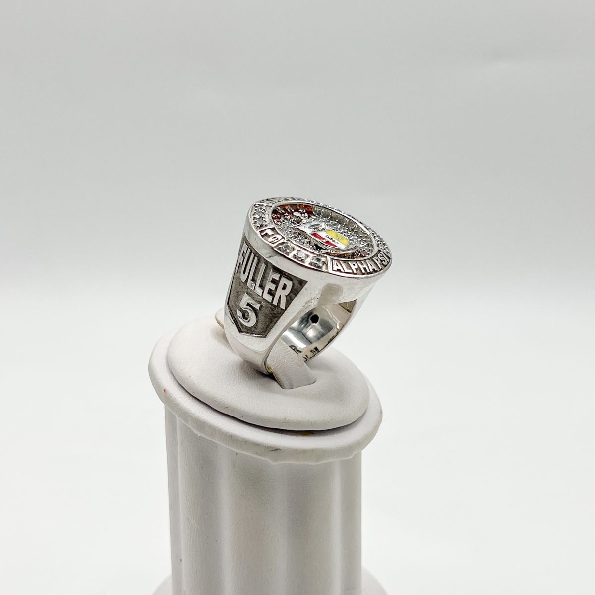 Kappa Round Ring w/ Shield on White Stones