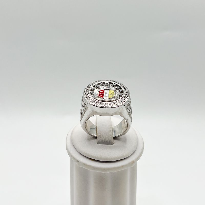 Kappa Alpha Psi Round Ring w/ Colored Shield & Stones