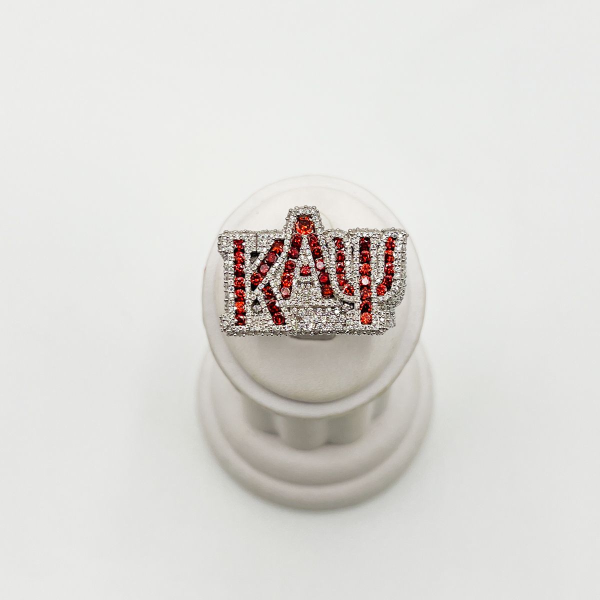 Kappa Staggered ΚΑΨ Red Stone Encrusted Ring