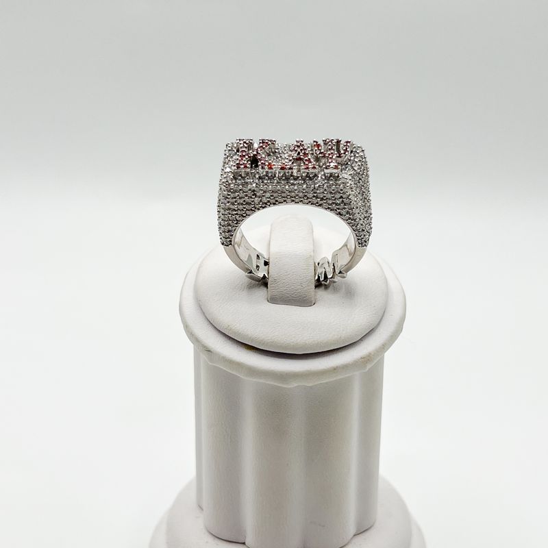 Kappa ΚΑΨ Red Stone Encrusted Ring