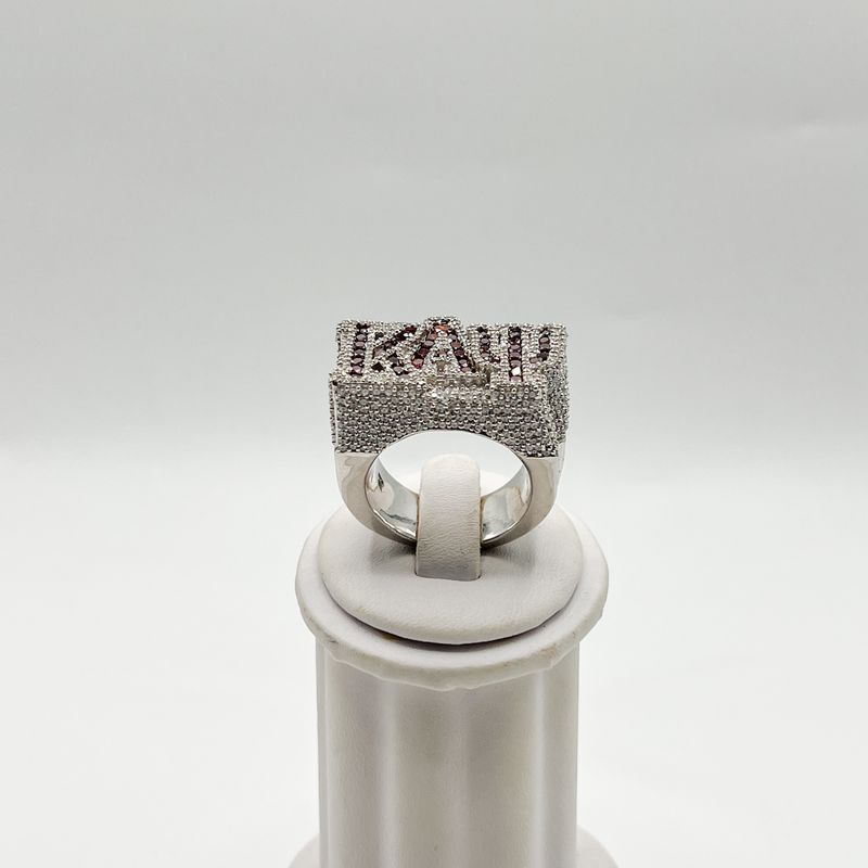Kappa Staggered ΚΑΨ Red Stone Encrusted Ring