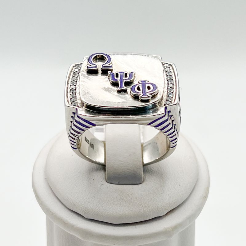 Diagonal ΩΨΦ Square XL Ring