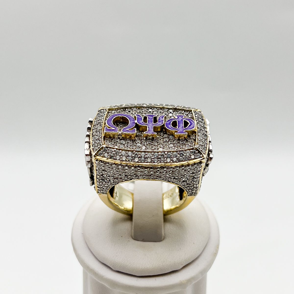 Rectangle ΩΨΦ White Stone Encrusted XXL Ring