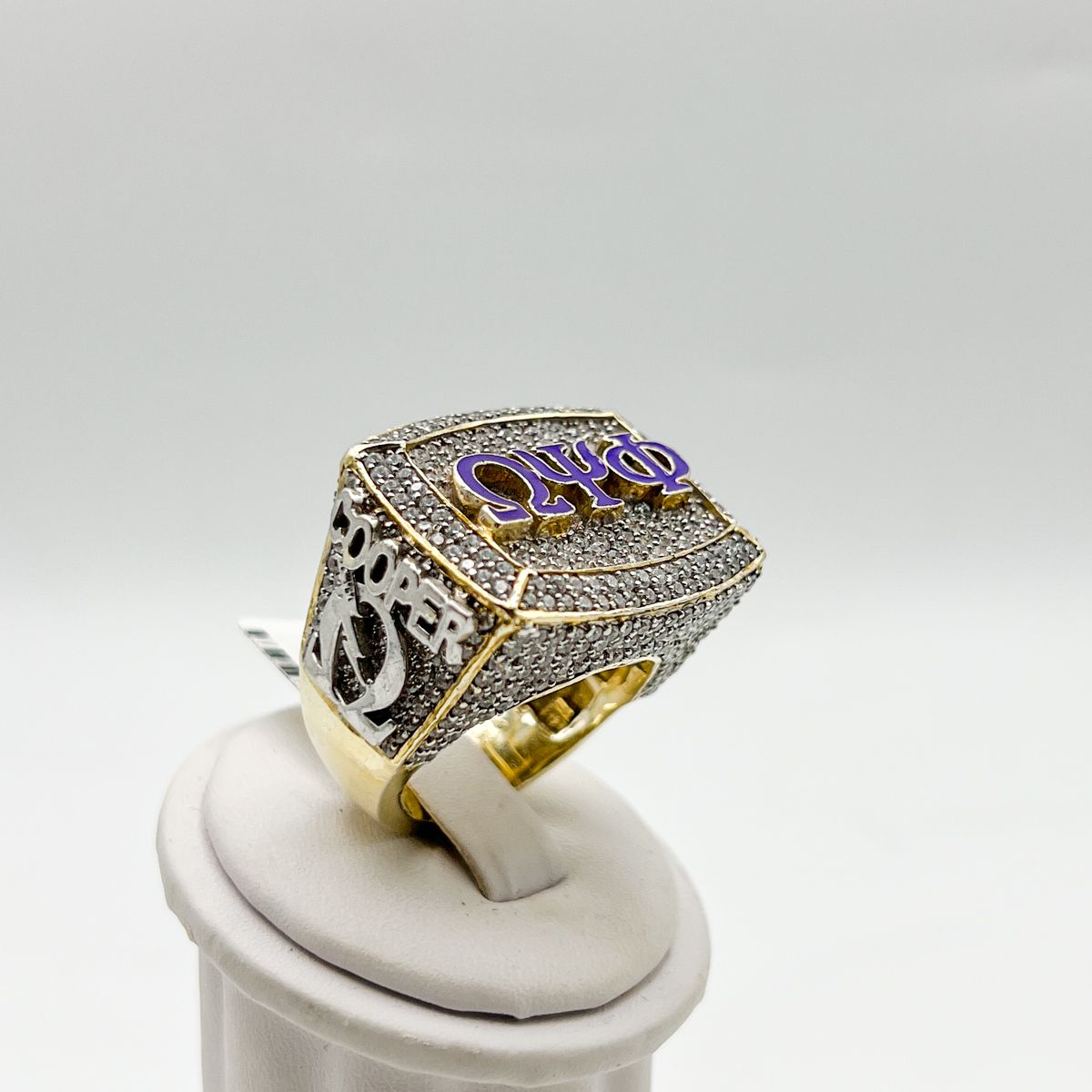 Rectangle ΩΨΦ White Stone Encrusted XXL Ring