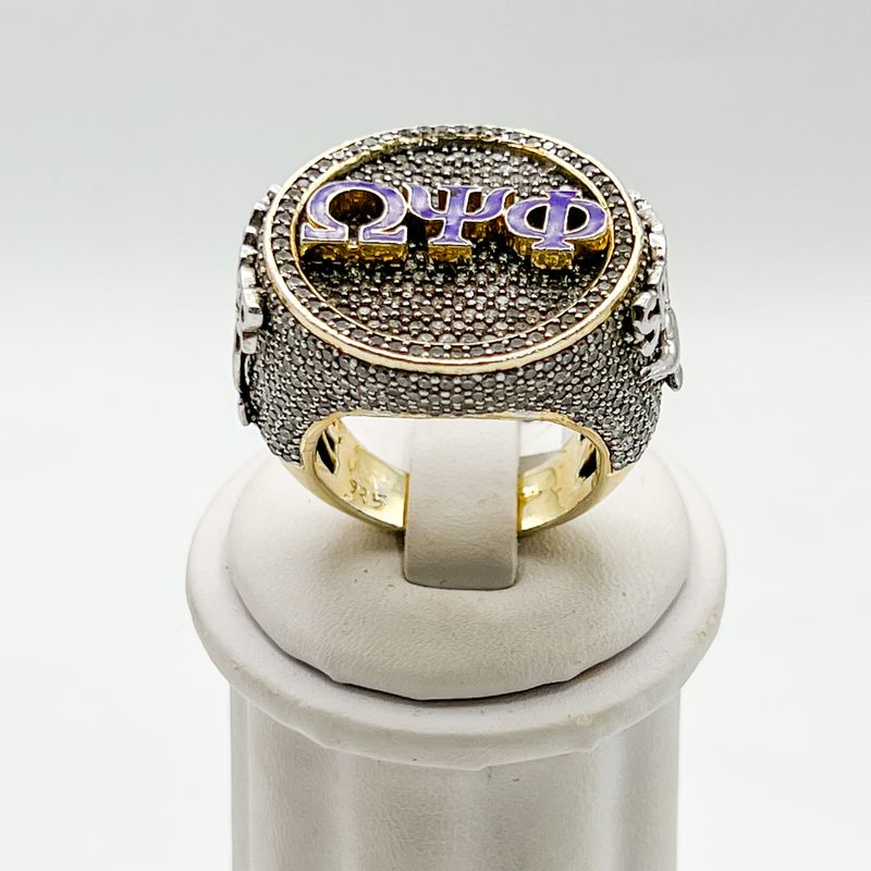 Round ΩΨΦ White Stone Encrusted XXL Ring
