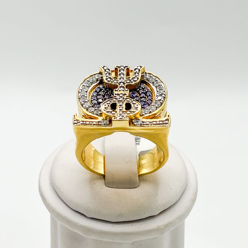 Ω Symbol Ring w/vertical ΨΦ Purple Background