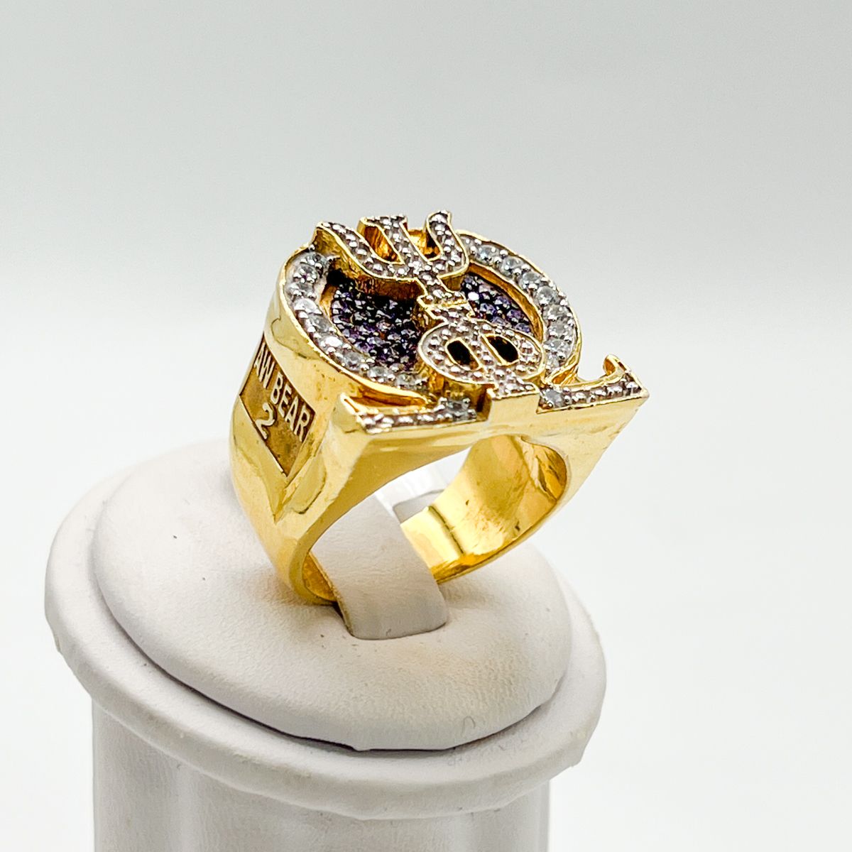 Ω Symbol Ring w/vertical ΨΦ Purple Background