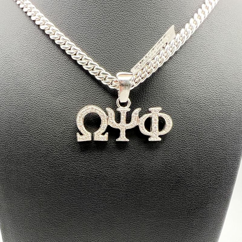 Horizonta Open ΩΨΦ Pendant w/ Stones