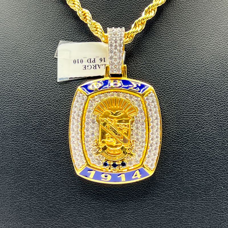 ΦΒΣ Rectangle Stone Pendant - Large