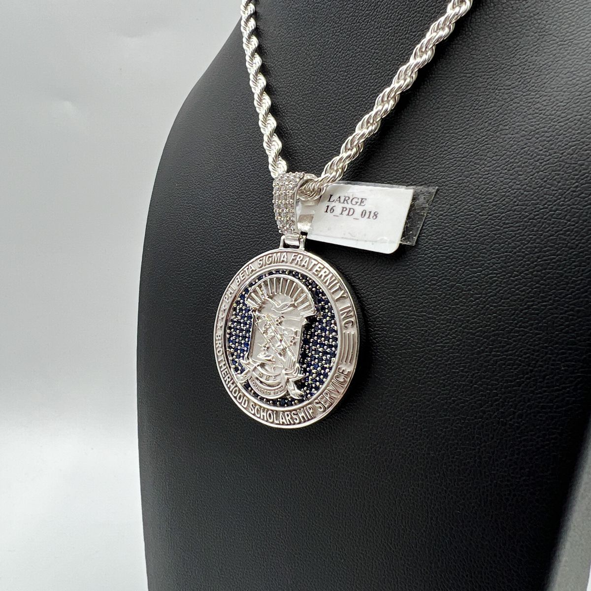 Sigma Shield Round Stone Encrusted Pendant - Large