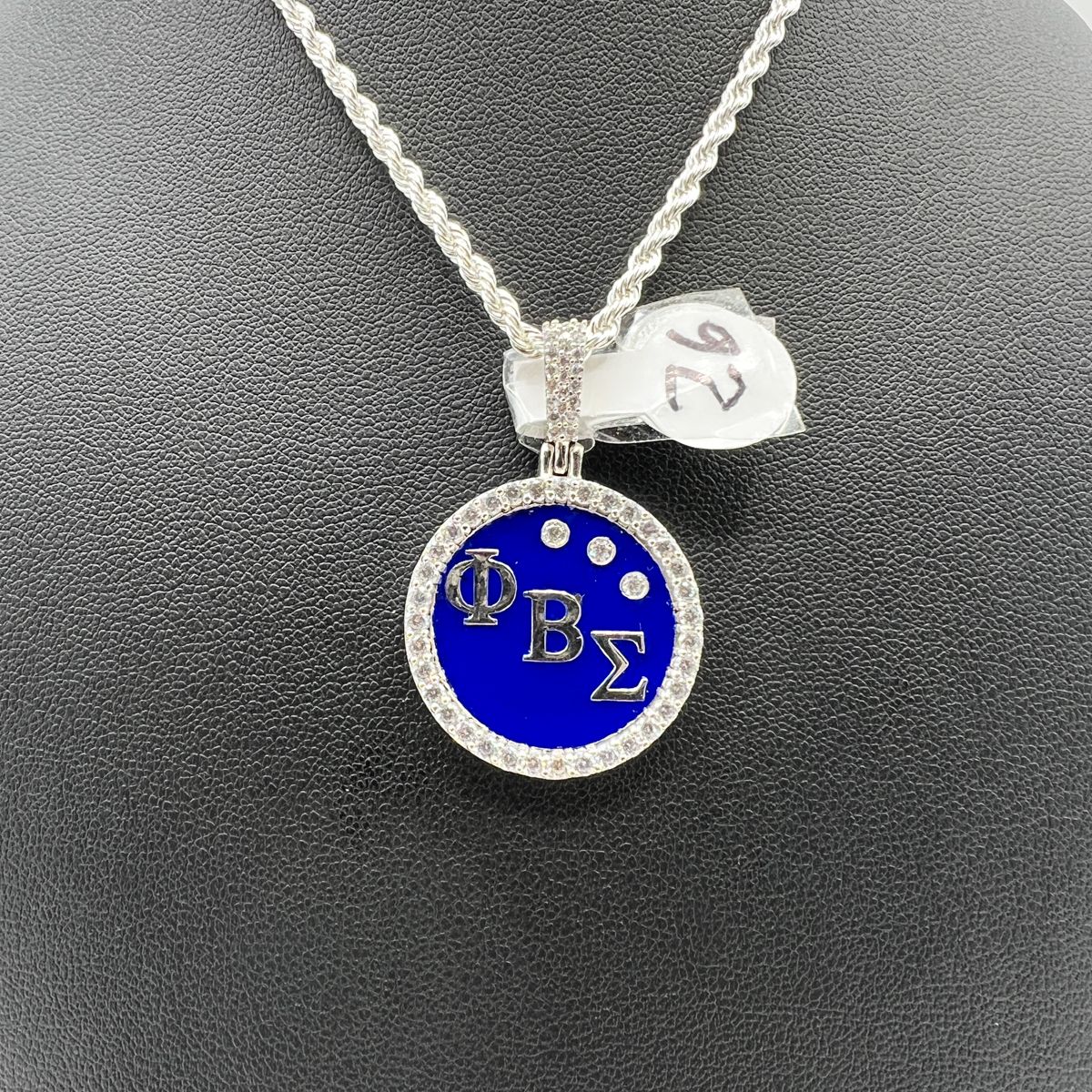 ΦΒΣ Diagonal Round Enamel Pendant - Small