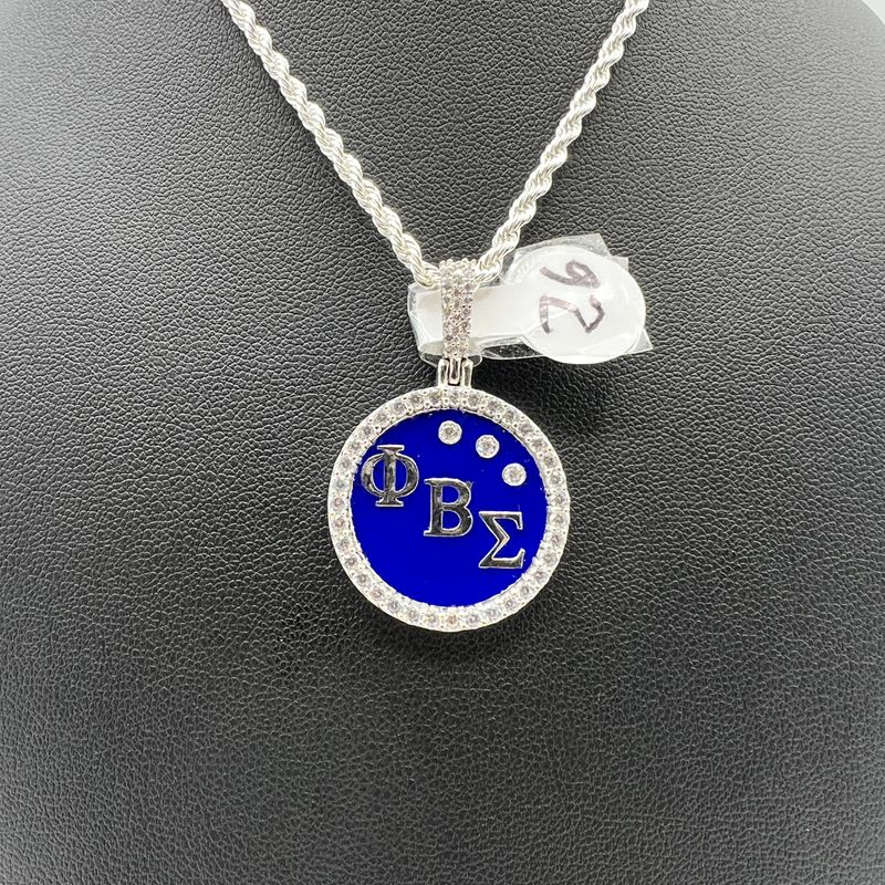 ΦΒΣ Diagonal Round Enamel Pendant - Small
