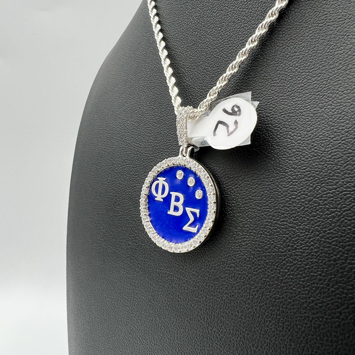 ΦΒΣ Diagonal Round Enamel Pendant - Small