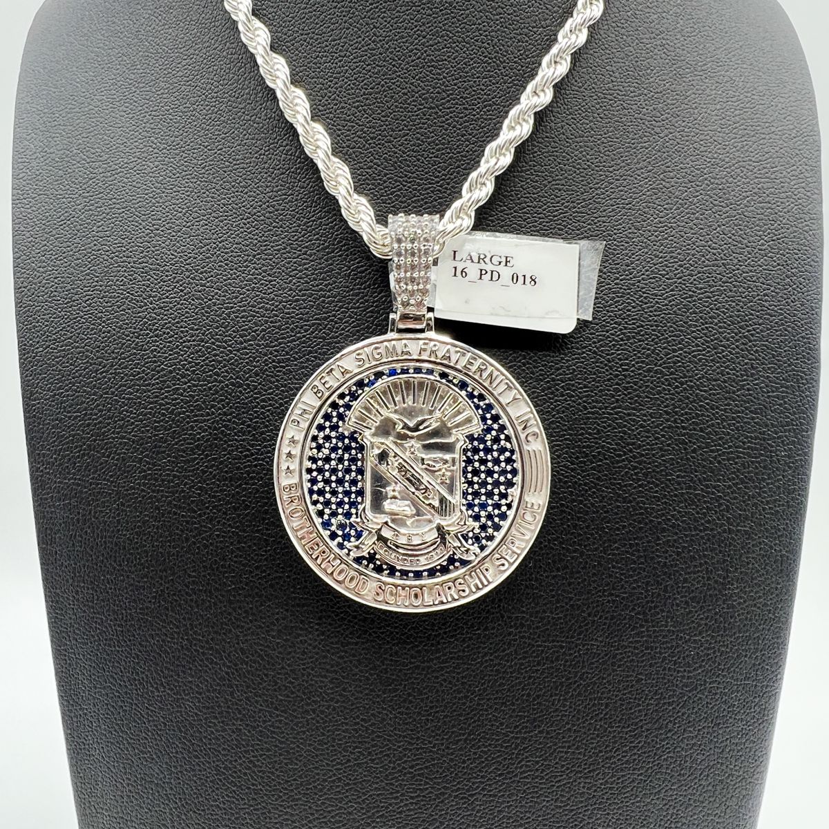 Sigma Shield Round Stone Encrusted Pendant - Large