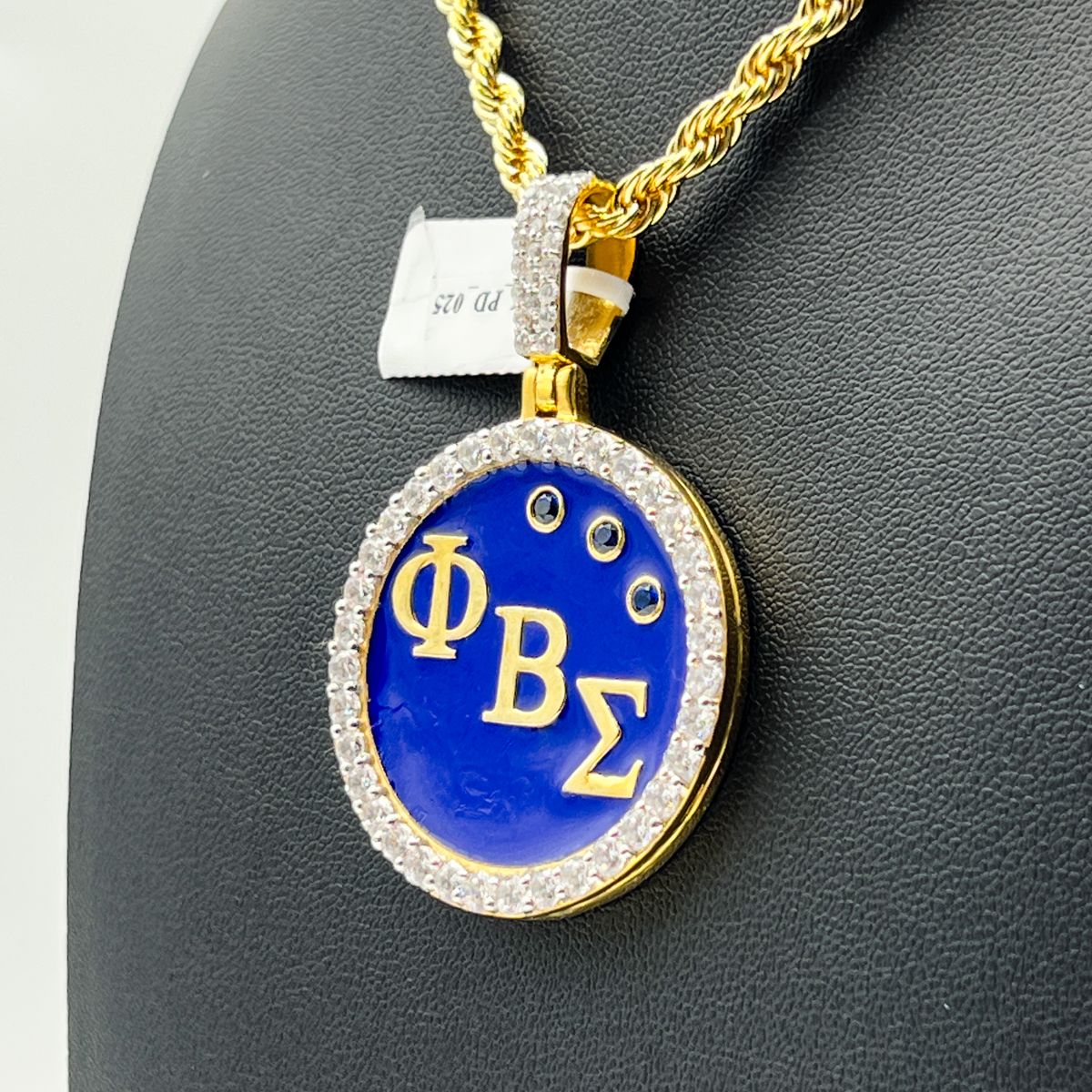 ΦΒΣ Diagonal Round Enamel Pendant - Large