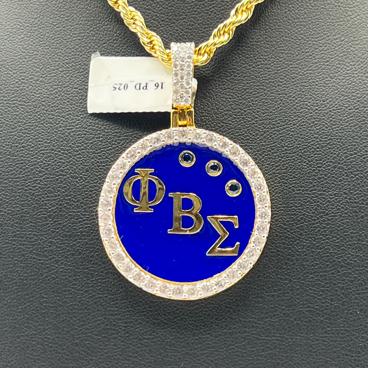ΦΒΣ Diagonal Round Enamel Pendant - Large