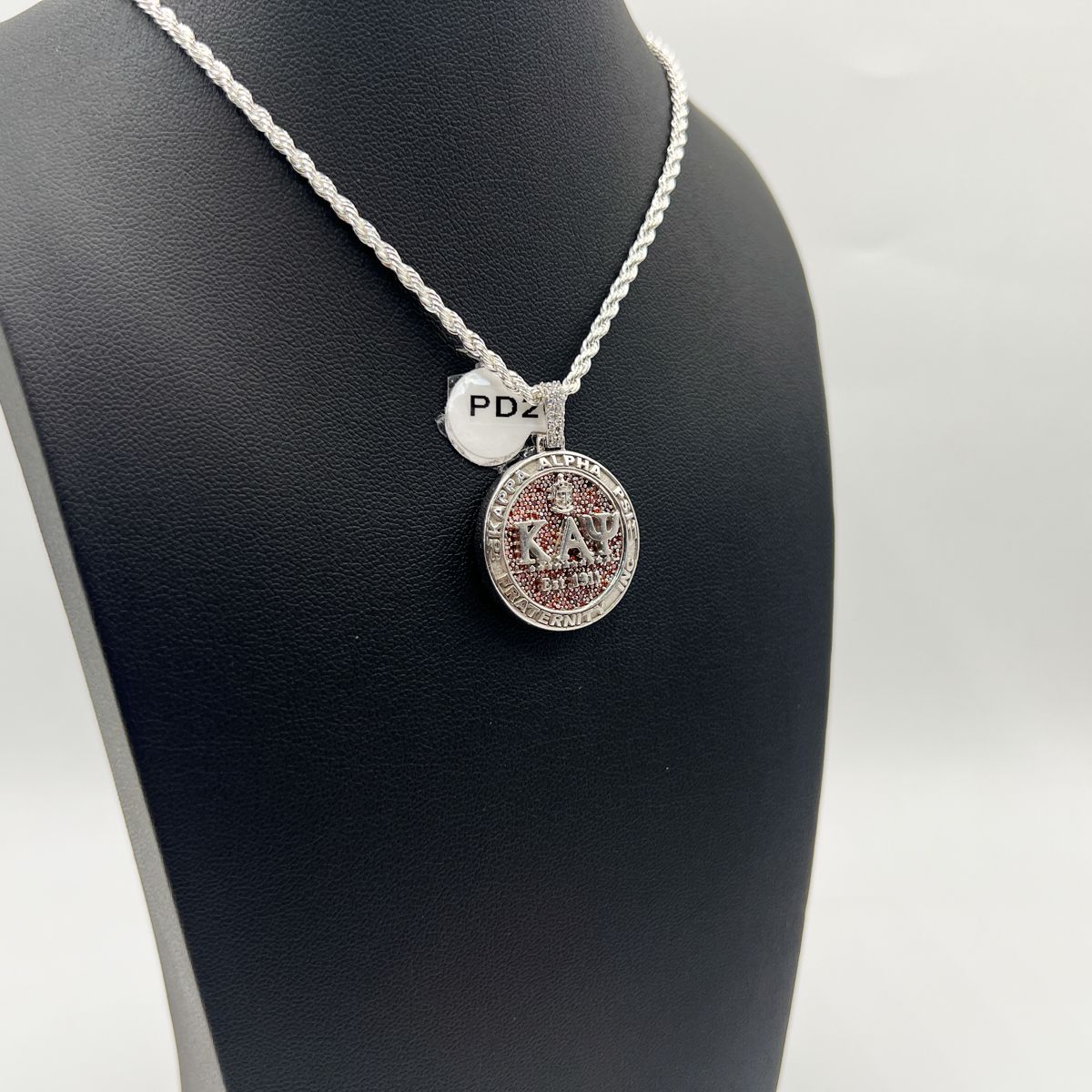 Kappa Round Pendant w/ ΚΑΨ on Red Stones - Small