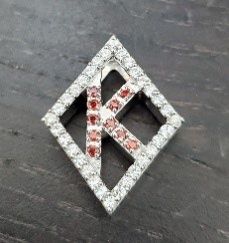 Kappa Floating K Pendant w/ Red & White Stones - Small