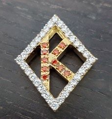 Kappa Floating K Pendant w/ Red & White Stones - Large