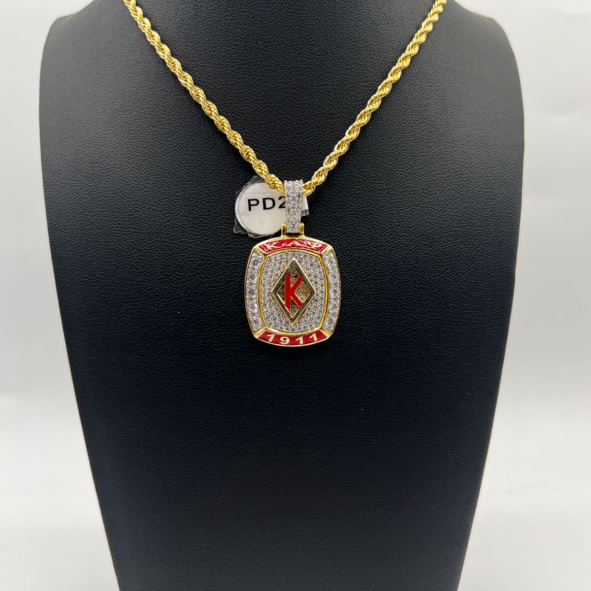 Kappa Square Pendant w/ K - Small