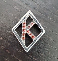 Kappa Floating K Pendant w/ Red Stones - Small