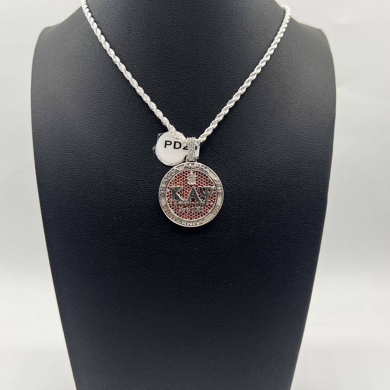 Kappa Round Pendant w/ ΚΑΨ on Red Stones - Small