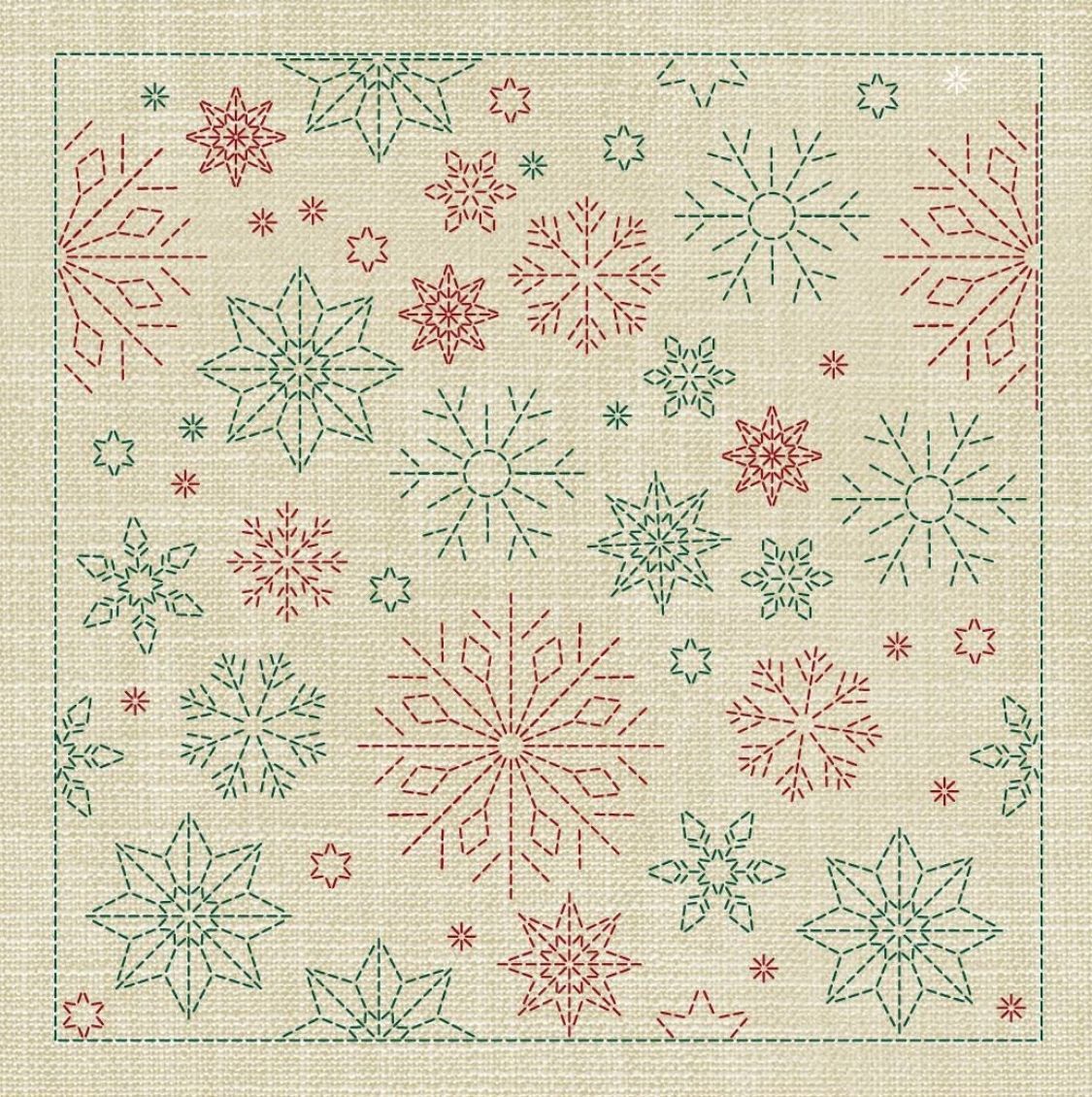 Snowflake Sashiko Allover Seeded Cream