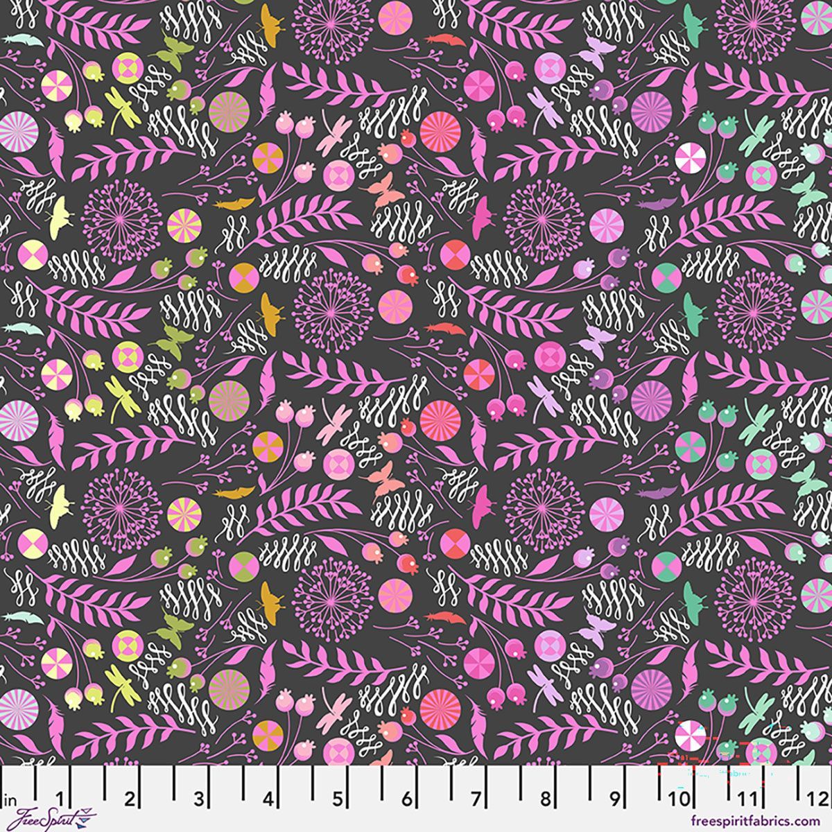 Tula Pink Prince Charming Deja Vu DANDELION PWTP279.LICORICE