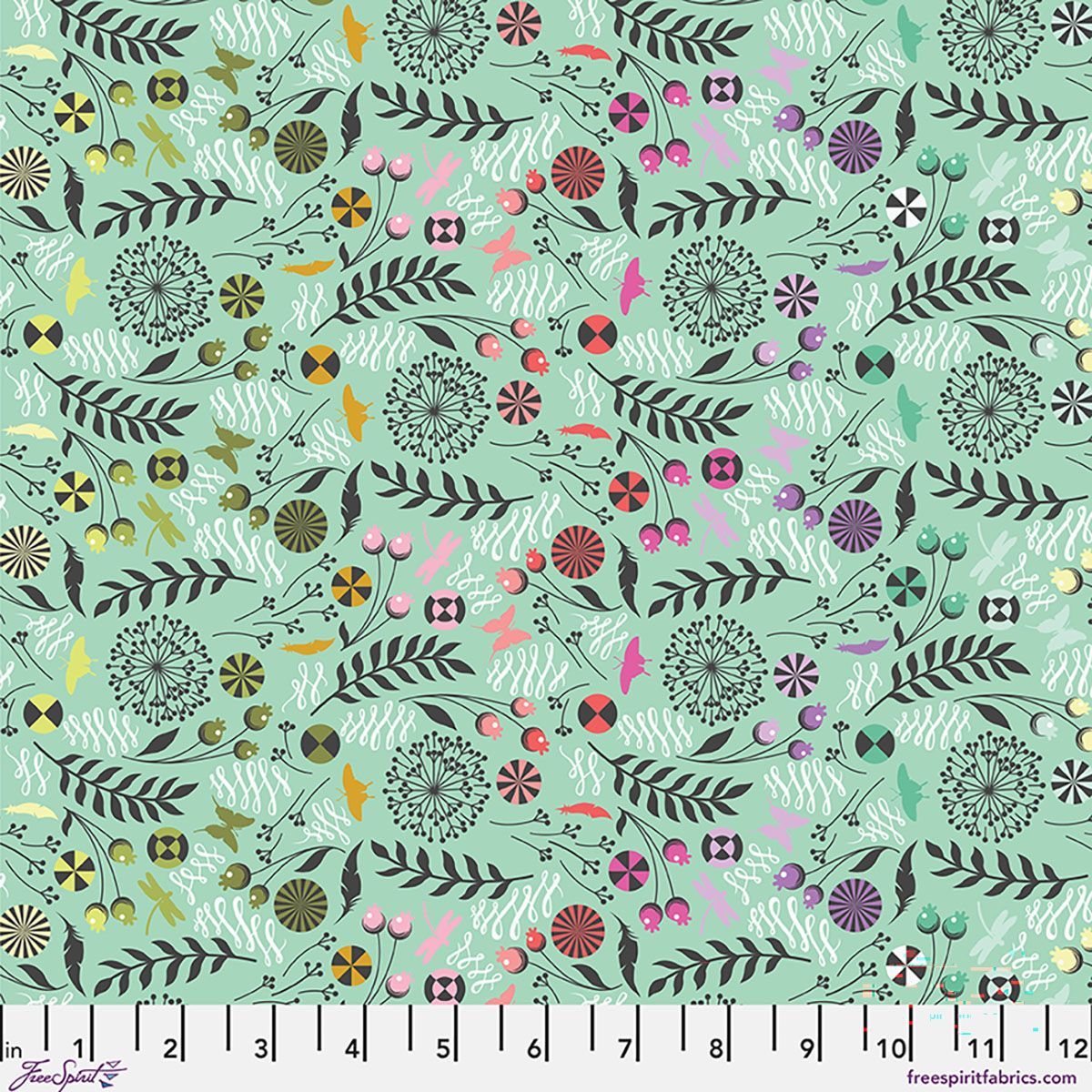 Tula Pink Prince Charming Deja Vu DANDELION PWTP279.SWEETMINT